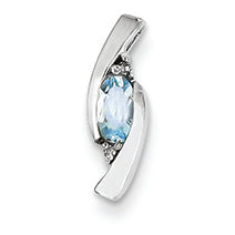 0.2 Carat 14K White Gold Diamond & Aquamarine Pendant