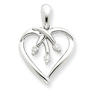 0.1 Carat 14K White Gold Three Stone Diamond Heart Pendant