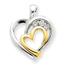 0.1 Carat 14K Gold Two-tone Diamond Heart Pendant