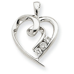 0.1 Carat 14K White Gold Diamond Heart Pendant