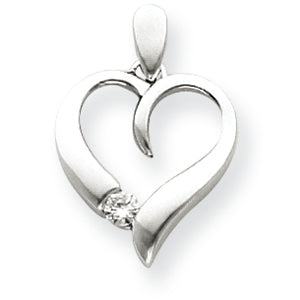 0.1 Carat 14K White Gold Diamond Heart Pendant