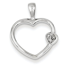 14K White Gold Diamond Heart Pendant