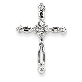 0.2 Carat 14K White Gold Diamond Cross Pendant