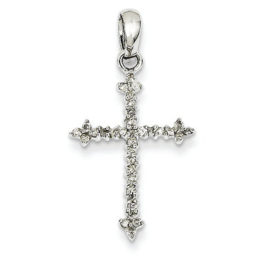 0.2 Carat 14K White Gold Diamond Cross Pendant