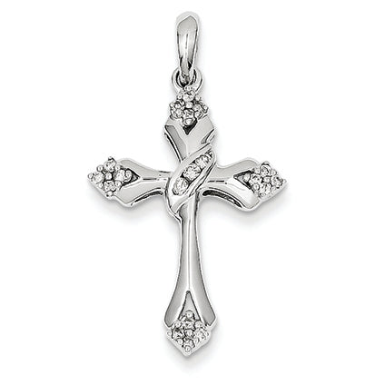 0.2 Carat 14K White Gold Diamond Cross Pendant