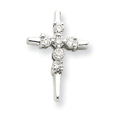 0.1 Carat 14K White Gold Diamond Cross Pendant