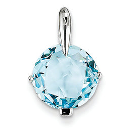 5.7 Carat 14K Gold Whtie Gold Blue Topaz Pendant