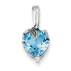 2.4 Carat 14K Gold Whtie Gold Blue Topaz & Diamond Heart Pendant