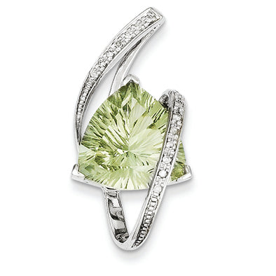 6.1 Carat 14K White Gold Green Amethyst & Diamond Slide