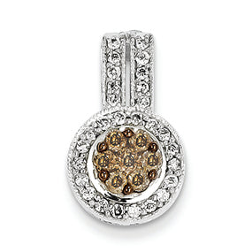 0.7 Carat 14K Gold & Rhodium Champagne & White Diamond Pendant