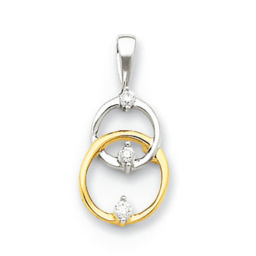 0.1 Carat 14K Gold Two-tone Diamond Circle Pendant