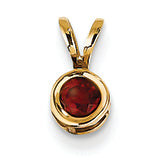 0.3 Carat 14K Gold 4mm Garnet bezel pendant