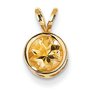 0.8 Carat 14K Gold 6mm Citrine bezel pendant