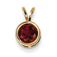 1.2 Carat 14K Gold 6mm Garnet bezel pendant