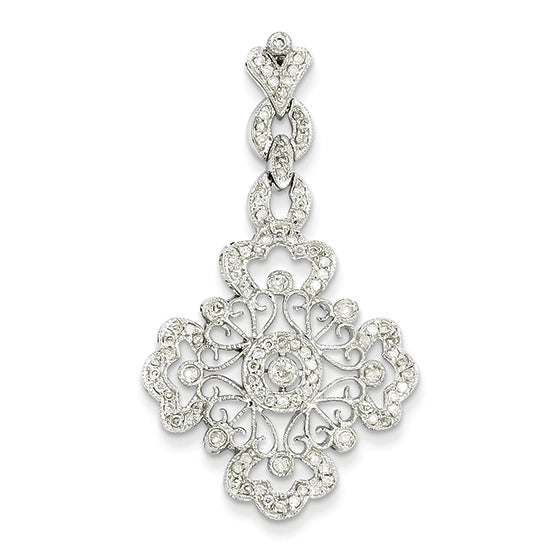 0.5 Carat 14K White Gold Diamond Filigree Pendant