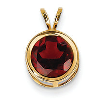 2.6 Carat 14K Gold 8mm Garnet bezel pendant