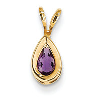 0.4 Carat 14K Gold 6x4mm Pear Amethyst bezel pendant