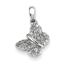 0.1 Carat 14K White Gold Diamond Butterfly Pendant