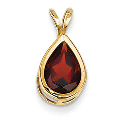2.2 Carat 14K Gold 10x7mm Pear Garnet Bezel Pendant