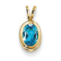 1.1 Carat 14K Gold Blue Topaz Diamond bezel pendant