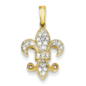 0.2 Carat 14K Gold Diamond Fleur De Lis Pendant