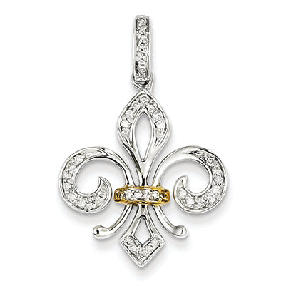 0.2 Carat 14K White Gold & Rhodium Diamond Fleur De Lis Pendant