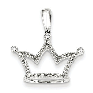 0.1 Carat 14K White Gold Diamond Crown Pendant
