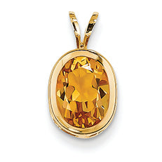 1.7 Carat 14K Gold Citrine Diamond bezel pendant