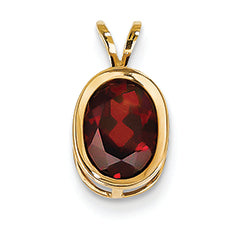 2.3 Carat 14K Gold 9x7mm Oval Garnet bezel pendant