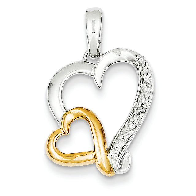 0.1 Carat 14K Gold Two-tone Diamond Heart Pendant