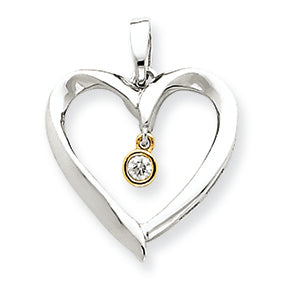 14K Gold Two-tone Diamond Heart Pendant