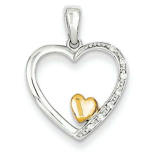 14K Gold Two-tone Diamond Heart Pendant