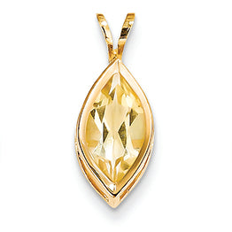 1.7 Carat 14K Gold Citrine Diamond bezel pendant