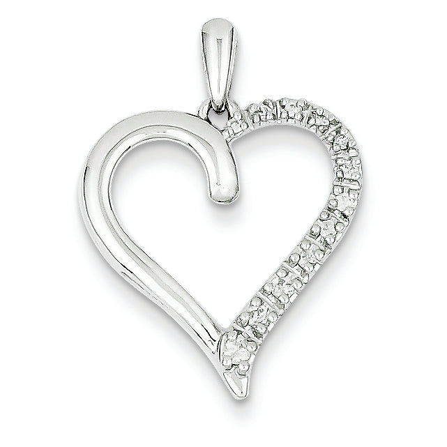0.1 Carat 14K White Gold Diamond Heart Pendant