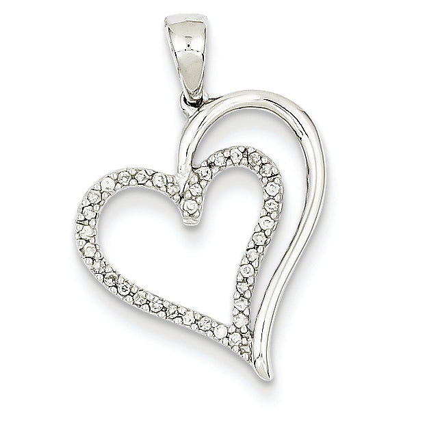0.1 Carat 14K White Gold Diamond Heart Pendant