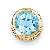 1.7 Carat 14K Gold 7mm Blue Topaz bezel pendant