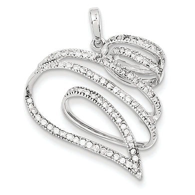 0.5 Carat 14K White Gold Diamond Swirl Heart Pendant