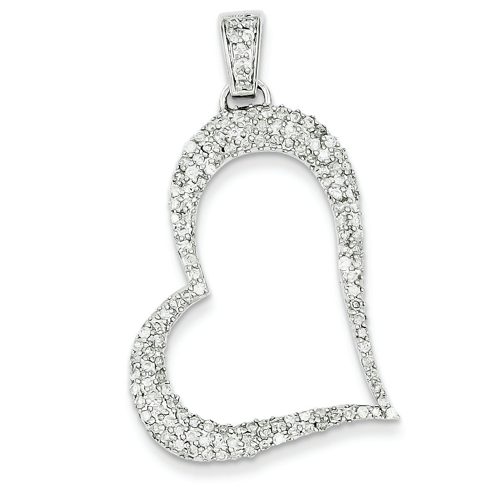 0.8 Carat 14K White Gold Diamond Heart Pendant