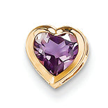 0.7 Carat 14K Gold 6mm Heart Amethyst bezel pendant