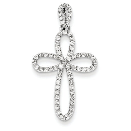 0.6 Carat 14K White Gold Diamond Cross Pendant