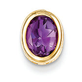 1.1 Carat 14K Gold 8x6mm Oval Amethyst bezel pendant