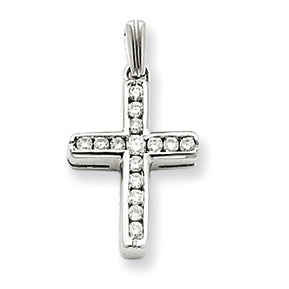 0.2 Carat 14K White Gold Diamond Latin Cross Pendant