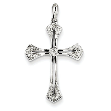 0.2 Carat 14K White Gold Diamond Cross Pendant