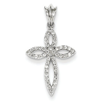 0.2 Carat 14K White Gold Diamond Cross Pendant