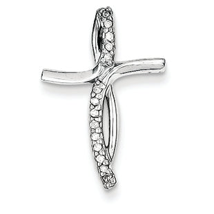 0.1 Carat 14K White Gold Diamond Cross Pendant