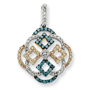 0.4 Carat 14K White Gold & Rhodium w/Blue & White Diamond Pendant