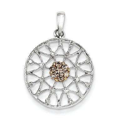 0.4 Carat 14K White Gold & Rhodium White & Colored Diamond Pendant