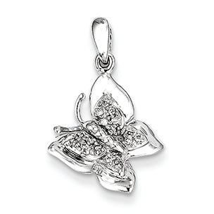 0.1 Carat 14K White Gold Diamond Buttterfly Pendant