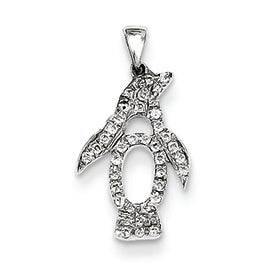 0.1 Carat 14K White Gold Diamond Penguin Pendant