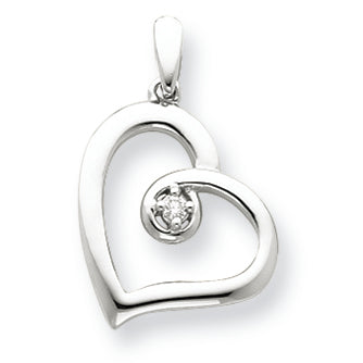 0.1 Carat 14K White Gold Diamond Heart Pendant